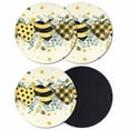 thumbnail image 1 of Spring Bee Love Coasters Set of 4, Absorbent Coasters for Drinks, Yellow Daisy Eucalyptus Leaves Rustic Coaster for Desk Coffee Table Protection, Home Decor House Warming Gifts 4", 1 of 8