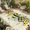 thumbnail image 1 of Spring Bee Love Outdoor Rug for Patio/Deck/Porch, Non-Slip Large Area Rug 5 x 8 Ft, Yellow Daisy Eucalyptus Leaves Rustic Indoor Outdoor Rugs Washable Area Rugs, Reversible Camping Rug Carpet Runner, 1 of 8