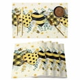 thumbnail image 1 of Spring Bee Love Placemats Set of 12 Yellow Daisy Eucalyptus Leaves Rustic Place Mats Indoor Wipeable Table Mats Washable Cloth Dining Table Placemats for Kitchen Holiday Party Home Decor 13x19 Inch, 1 of 9