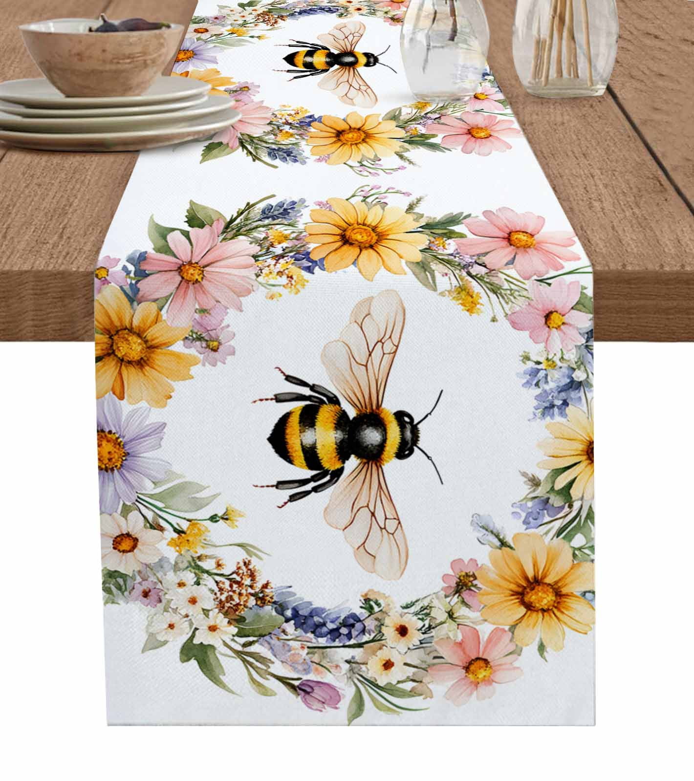 Bee Flower CW0406022CL Quilted Table Runner