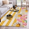 thumbnail image 1 of Spring Bees Daisy Area Rugs 4'x6', Washable Small Throw Rugs for Office Bathroom, Rustic Tulips Dots Yellow Striped Burlap Indoor Outdoor Rug Non-Slip Low Pile Carpet Runner Reversible Floor Mats, 1 of 8