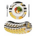 thumbnail image 1 of Spring Bees Daisy Round 13 Inch Placemats Set of 8, Rustic Tulips Dots Black Striped Burlap HeatResistant Non Slip Place Mats for Dining Table, Wipeable Braided Kitchen Table Mats for Housewarming, 1 of 9