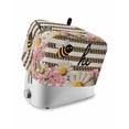 thumbnail image 1 of Spring Bees Daisy Small Toaster Cover 2 Slice, Kitchen Appliance Covers, Rustic Tulips Dots Brown Striped Burlap Toaster Oven Cover with Loop, Bread Machine Cover Polyester Dust Cover Protection, 1 of 4