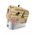 thumbnail image 1 of Spring Bees Daisy Toaster Cover 2 Slice, Small Kitchen Appliance Covers, Rustic Tulips Dots Yellow Striped Burlap Toaster Oven Cover with Loop, Bread Machine Cover Polyester Dust Cover Protection, 1 of 4