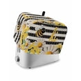 thumbnail image 1 of Spring Bees Daisy Toaster Cover 4 Slice, Large Kitchen Appliance Covers, Rustic Tulips Dots Black Striped Burlap Toaster Oven Cover with Loop, Bread Machine Cover Polyester Dust Cover Protection, 1 of 4