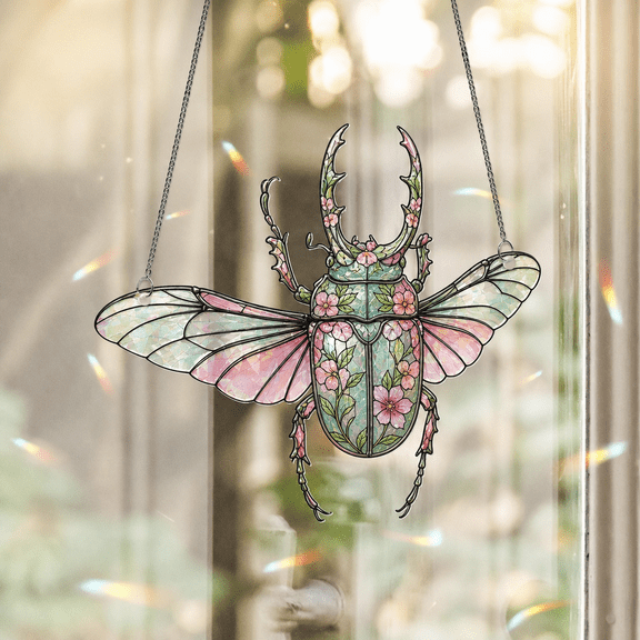 Spring Beetle Holographic Acrylic Window Ornament Suncatcher Remembrance Gift