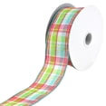 thumbnail image 1 of Spring Bertie Plaid Wired Ribbon, 1-1/2-inch, 10-yard, Aqua, 1 of 3