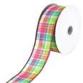 thumbnail image 1 of Spring Bertie Plaid Wired Ribbon, 1-1/2-inch, 10-yard, Fuchsia, 1 of 3