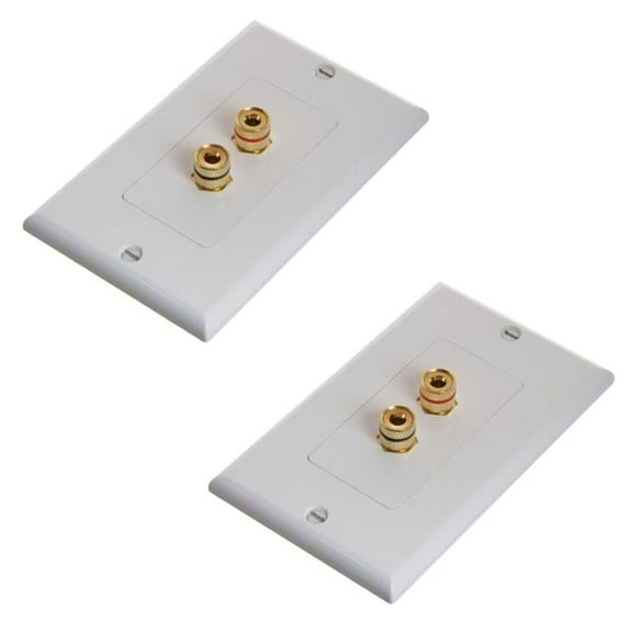 Spring Binding Post Decor Style Wall Plate2Port White ( 2 Pack)