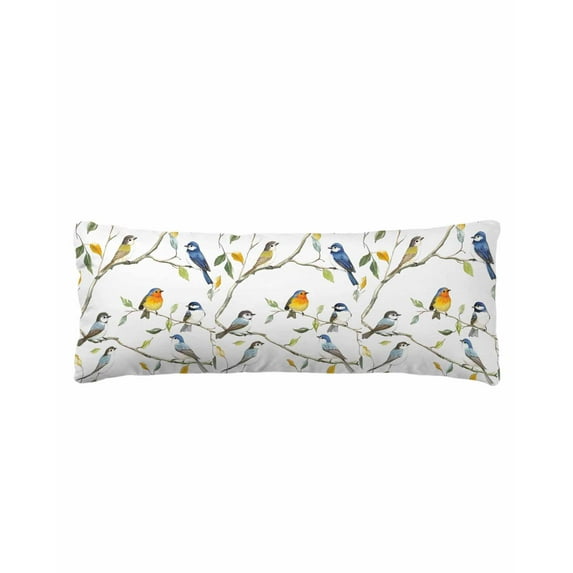 Spring Bird Body Pillow Cover 20 x 54 Inch Decorative Pillow Cover Watercolor Tree Leaf Branch Watercolor Lumbar Pillowcase Seasonal Rectangle Cushion Case for Couch Sofa Bed Living Room