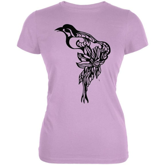 Spring Bird Pretty Line Art Juniors Soft T Shirt Lilac SM