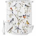 thumbnail image 1 of Spring Bird Shower Curtain Set - 48" x 72" Washable Bathtub Curtain with 12 Hooks, Retro Leaf Flower Branch Animal Watercolor Waterproof Fabric Stall Shower Curtains for Bathroom/Bathtub Décor, 1 of 6