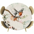 thumbnail image 1 of Spring Bird Vintage Postcard Fitted Round Tablecloths Table Covers 36"-44",Waterproof Table Cloth for Kitchen Holiday Party Tables Decor, 1 of 9
