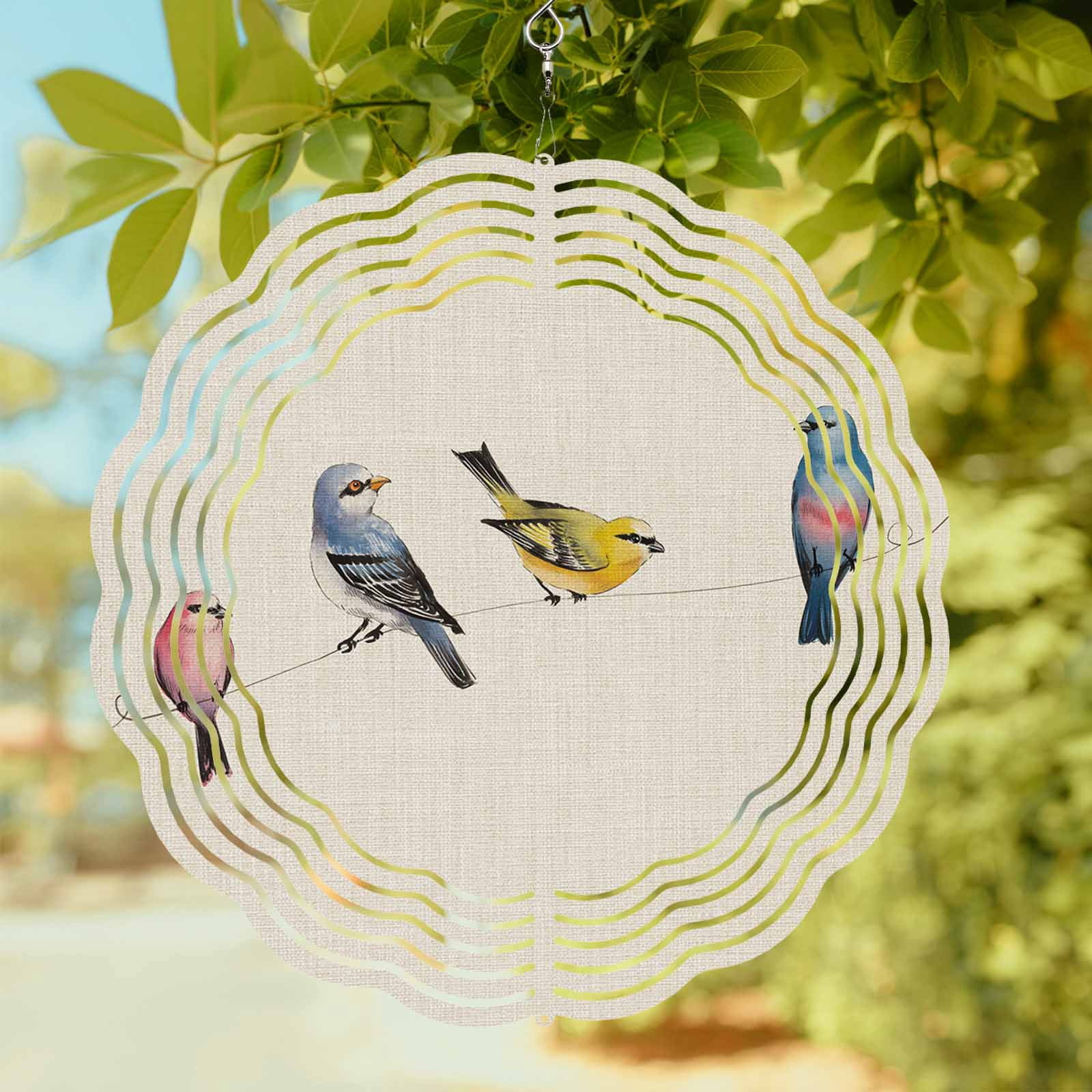 Spring Wind Spinner Spring Bird Wind Spinner for Garden Yard 10In, Vintage Watercolors Red ...