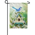 thumbnail image 1 of Spring Birdhouse Garden Flag Double Sided Blue Jay, White Flowers, Apple Blossom - Seasonal Yard Lawn Outdoor Decorative Spring Bird Garden Flag, 1 of 5