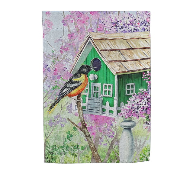 Evergreen Spring Birdhouse Garden Suede Flag