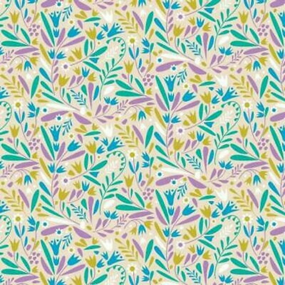 Spring Birds Meadow Cream 100% Cotton Fabric Sold by the Yard