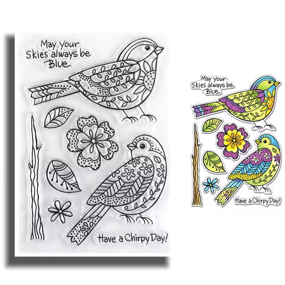 Spring Birds Stencils for Card Making, Transparent Silicone Craft Templates
