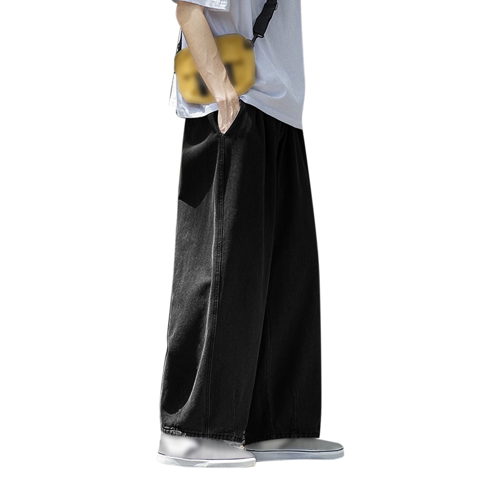Spring Black Full-Length Oversized Loose Fit Wide Leg Cargo