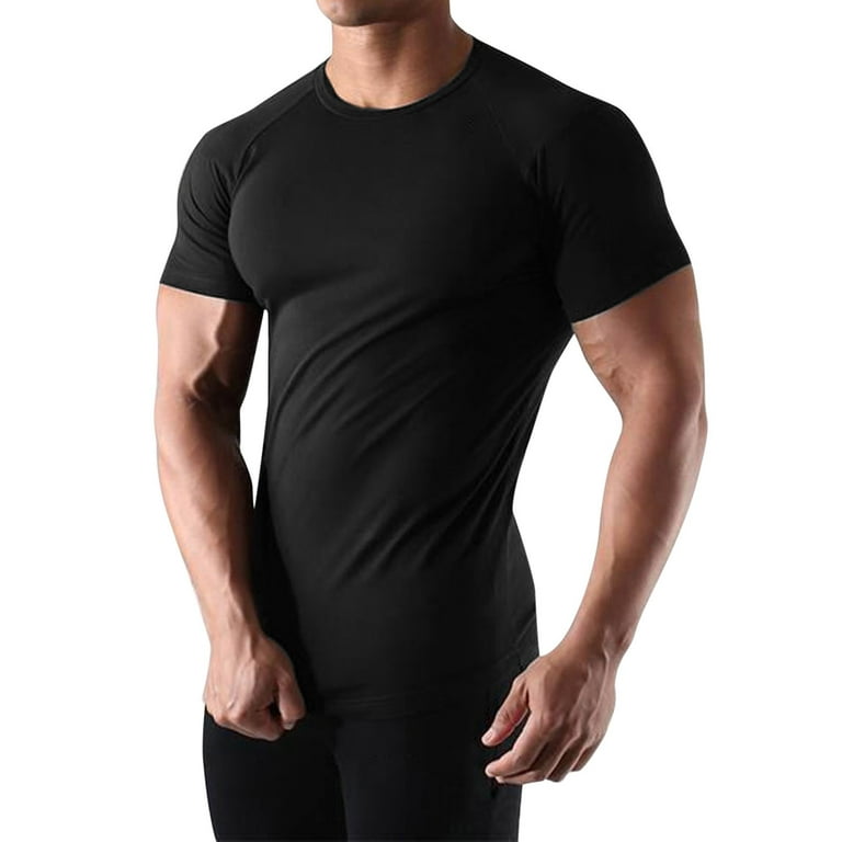 Spring Black T Shirts Men Casual Muscle Round Neck Tank Top Body Shaper  Solid Slimming Shirt Base Layer Sports Shapewear 