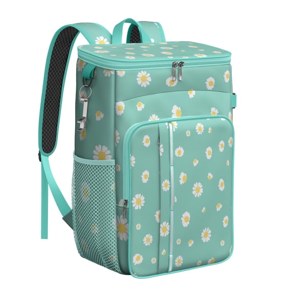 Spring Bloom Daisy Backpack Cooler, Leakproof Boho Floral Lunch Bag for Women, Travel, Office, Picnic, Beach, Hiking