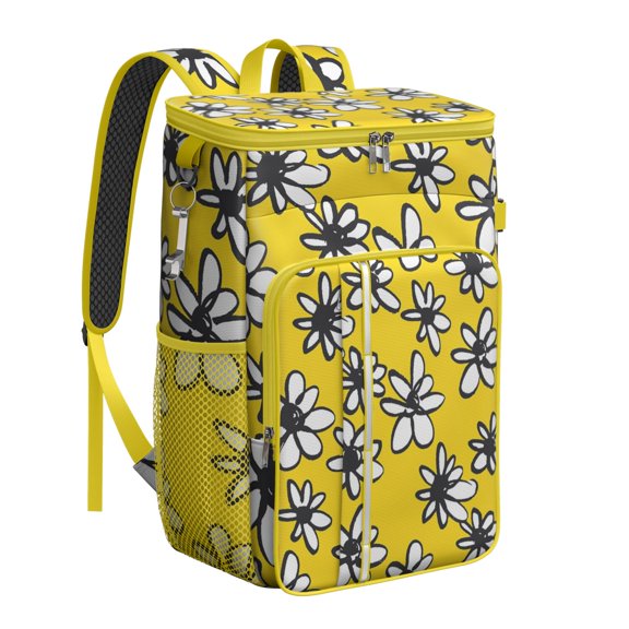 Spring Bloom Daisy Backpack Cooler, Leakproof Boho Floral Lunch Bag for Women, Travel, Office, Picnic, Beach, Hiking