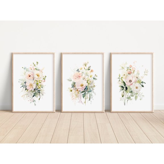 Spring Bloom floral Prints Watercolor Spring Flower Print Bloom Floral Artwork Bloom Flower Home Decor Wall Art For Living Room Set 3
