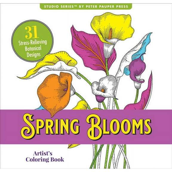 Spring Blooms Adult Coloring Book, (Paperback)