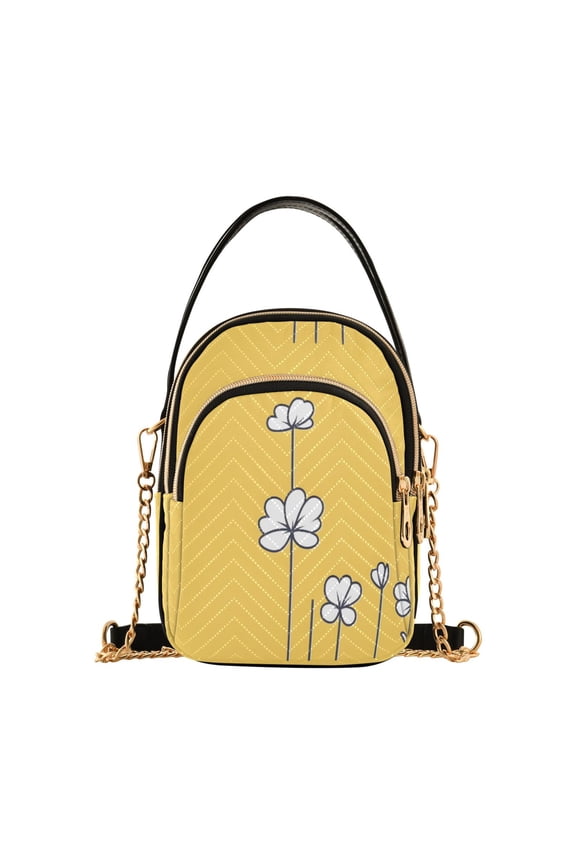 Spring Blooms on Yellow Women's Crossbody Handbags Leather Crossbody Bags Fanny Pack Chest Bag for Travel
