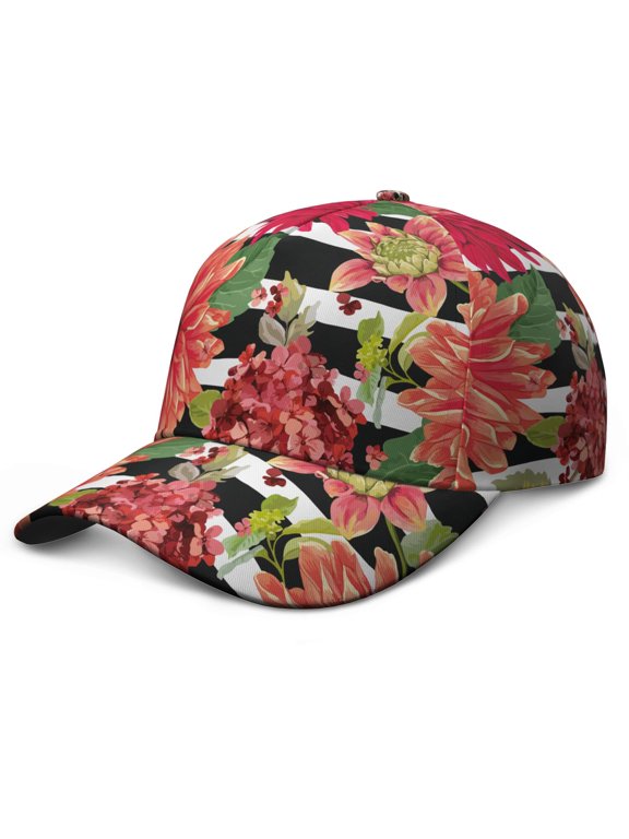 Spring Blossom Baseball Cap – Floral Aesthetic Dad Hat with Artistic Watercolor Wildflower and Garden Print, Adjustable and Lightweight