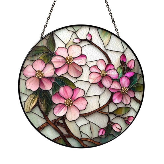 Spring Blossom Branch Design Stained Glass Window Art