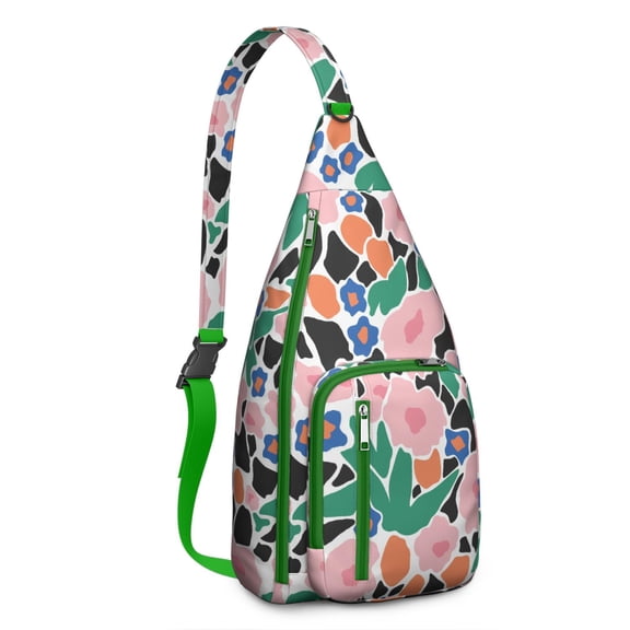 Spring Blossom Crossbody Bag - Bright Colorful Daisy Print, Compact Anti-Theft Sling Pack for Students