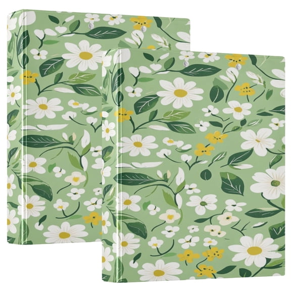 Spring Blossom Medley 12.4x10.6in PVC Round Ring Binder, D-Ring 3-Hole, Metal Clip, 200 Sheets
