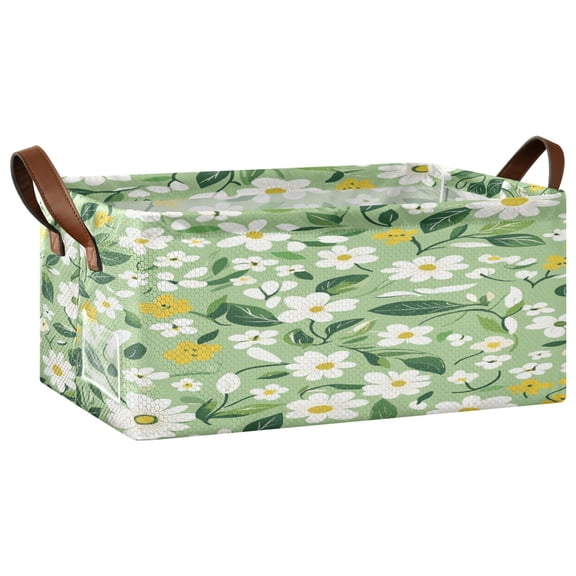 Spring Blossom Medley Open Home Storage Bins Foldable Metal Frame Shelf Baskets 16.9x11.4x7.7in Water-Resistant