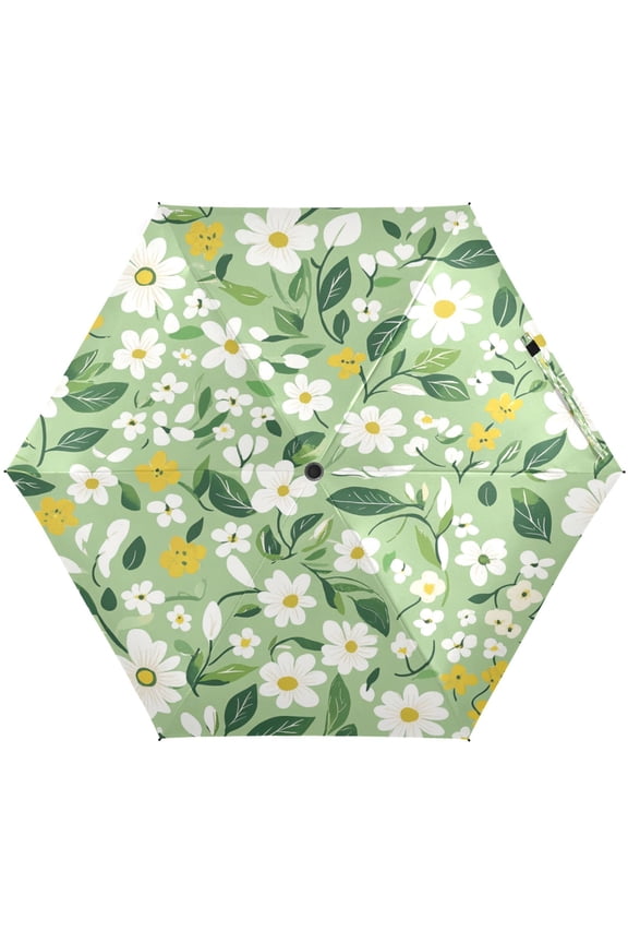 Spring Blossom Medley Umbrellas for Sun Auto Open Close UV50+ Waterproof 5-Fold Compact Fiberglass Frame