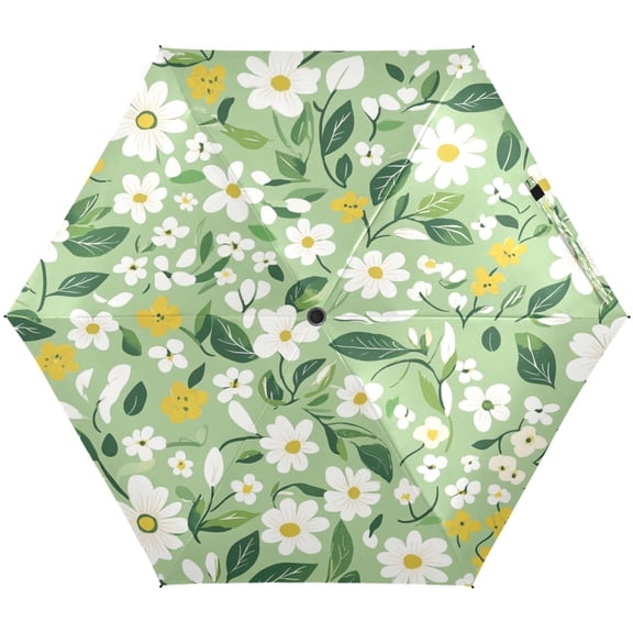 Spring Blossom Medley Umbrellas for Sun Auto Open Close UV50+ Waterproof 5-Fold Compact Fiberglass Frame