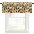 thumbnail image 1 of Spring Blossoming Valances for Windows White Sunflower Red Poppy Garden Leaves Rod Pocket Curtain Valance Window Treatment Short Curtains for Kitchen Living Room, 42"x18", 1 of 9