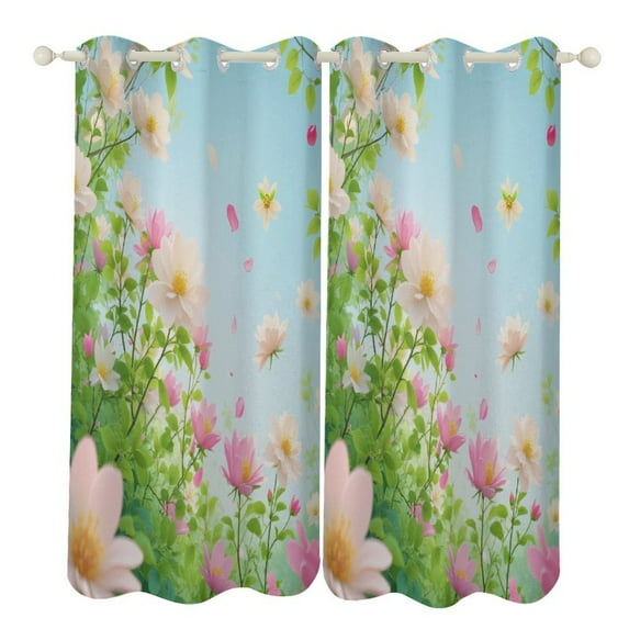 Spring Blossoms And Falling Petals Window Blackout Curtain 3d Printed Blackout Curtain Bedroom Living Room Hotel Window 2 Panel Shade