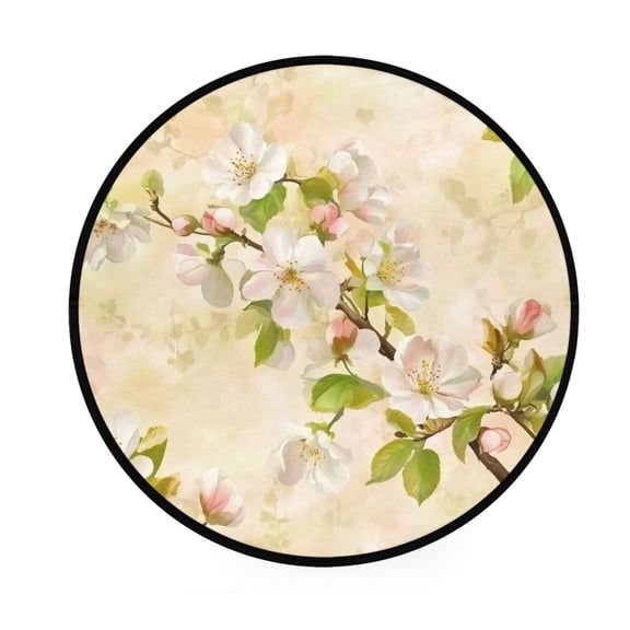 Spring Blossoms Memory Foam Bath Mat 36" Absorbent Rug with Non Slip Base and 4 Bonus Pads