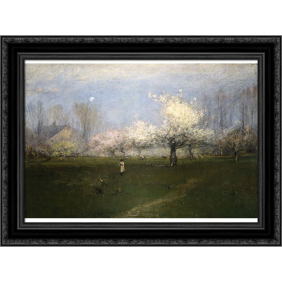 Spring Blossoms, Montclair, New Jersey 24x18 Black Ornate Wood Framed Canvas Art by Inness, George
