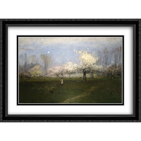 Spring Blossoms, Montclair, New Jersey 2x Matted 38x28 Large Black Ornate Framed Art Print by Inness, George
