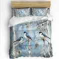 thumbnail image 1 of Spring Blue Bird Twin Size Comforter Set, Oil Painting Tree Animal Soft Bedding for All Seasons, 4 Pcs Bed Set with 1 Comforter (68"x86") ,1Sheet(66"x116"), 2 Pillowcases (19"x29"), 1 of 7