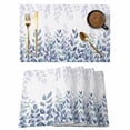 thumbnail image 1 of Spring Blue Eucalyptus Placemats Set of 8, Botanical Green Leaf Country Placemats for Dining Table, Place Mats for Kitchen Tabletop, Waterproof Wipeable Dining Table Mats Set, 1 of 9