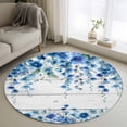 thumbnail image 1 of Spring Blue Floral Round Area Rug 3Ft Washable Small Circle Rugs for Kitchen Entryway, Farmhouse Weeping Floral Leaves Wood Non-Slip Carpet Floor Mats Indoor Outdoor Carpet Runner Home Decor, 1 of 8