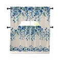 thumbnail image 1 of Spring Blue Floral Swag Curtains for Living Room/Bedroom Windows, Farmhouse Weeping Floral Leaves Burlap Kitchen Curtains and Valances Set 36 Inch Length, Light Filtering Swags Valance Curtain Panels, 1 of 5