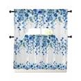 thumbnail image 1 of Spring Blue Floral Swag Kitchen Curtains Sets for Windows 24 Inch Length, Farmhouse Weeping Floral Leaves Short Window Curtain Panels Swags Valances and Tiers 3 Piece Set for Cafe/Dining Room, 1 of 5