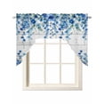 thumbnail image 1 of Spring Blue Floral Swag Valances for Windows, Small Curtains Drapes, Farmhouse Weeping Floral Leaves Wood Kitchen Window Curtains Over Sink Window Treatment Valance for Bedroom/Bathroom 56"x36", 1 of 5