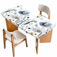 thumbnail image 1 of Spring Blue Floral Table Cloths for 4 Foot Rectangle Tables, Country Garden Wildflowers Botanical Patio Waterproof Elastic Fitted Tablecloths, Washable Rectangular Table Cover for Camping, 1 of 8