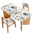 thumbnail image 1 of Spring Blue Floral Table Cloths for 4 Foot Rectangle Tables, Vintage Garden Wildflowers Botanical Patio Waterproof Elastic Fitted Tablecloths, Washable Rectangular Table Cover for Camping, 1 of 8