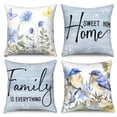 thumbnail image 1 of Spring Blue FloralThrow Pillow Covers 20x20 Set of 4,Flowers and Butterfly Birds Decorative Pillow Cases for Bedroom Sofa Couch, 1 of 6